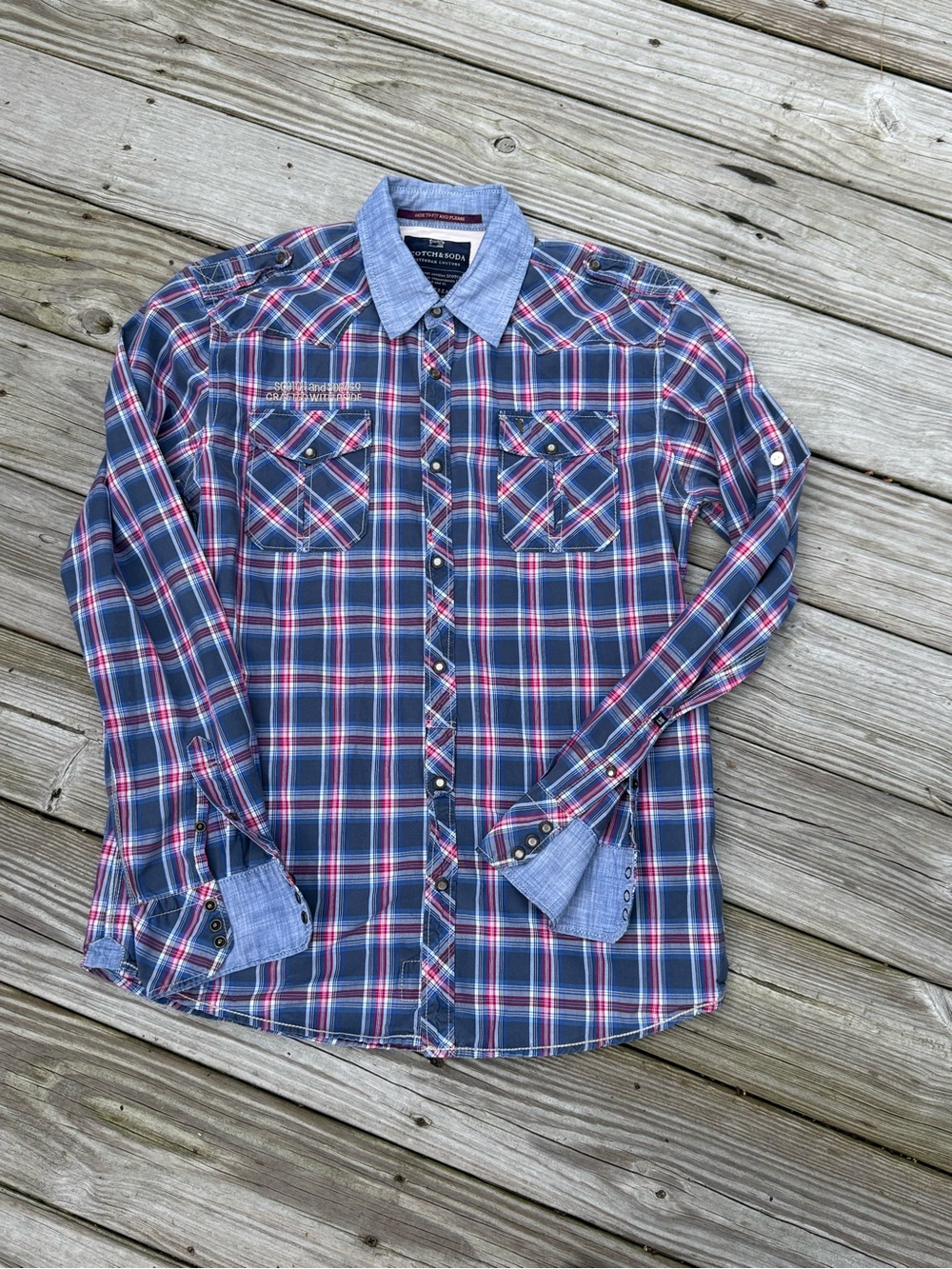 SCOTCH & SODA Shirt Casual Formal Check Men Size xl worn 1 time
